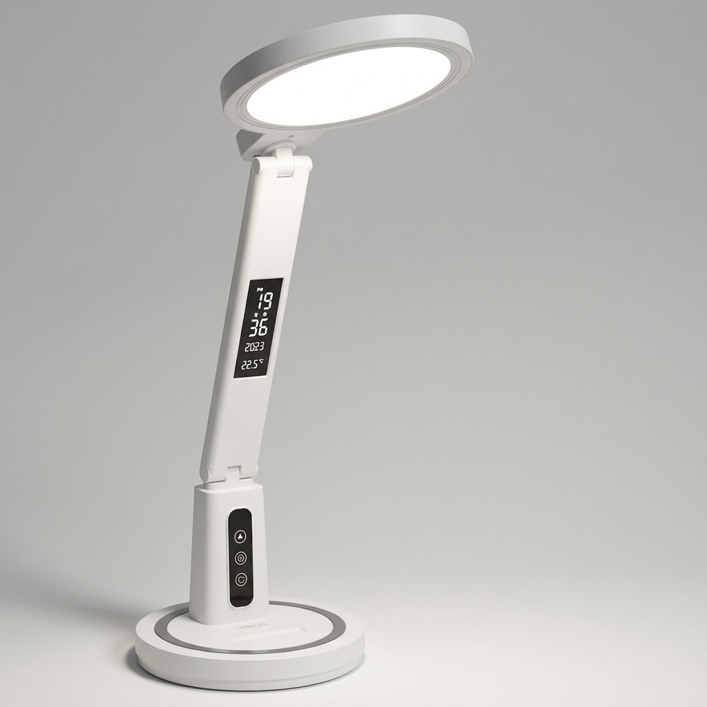 Comfarnot Minimalist Desk Lamp with LED Clock Warm Light USB TimeLume