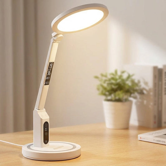 Comfarnot Minimalist Desk Lamp with LED Clock Warm Light USB TimeLume